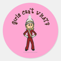 Light Girl in Red Marching Band Uniform Round Sticker