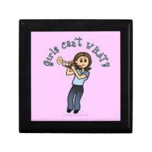 Light Girl Playing Trumpet Keepsake Boxes
