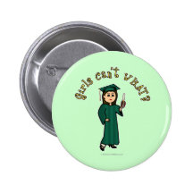 Light Graduate in Green Pinback Buttons
