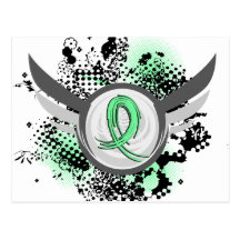 Light Green Ribbon And Wings Celiac Disease Post Cards