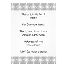 Light Grey and White Swirl Pattern. Personalised Invitation
