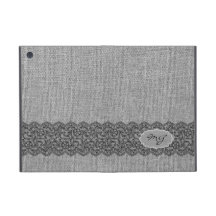 Light Grey Natural Linen & Black Vintage Lace