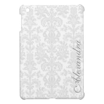 Light  Grey & White Ornate Vintage Damasks Pattern