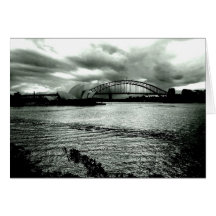 Light over the harbour greeting card