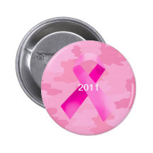 Light Pink Camouflage Pink Ribbon Date Button