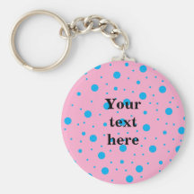 Light pink sky blue tiny and big polka dots key chains