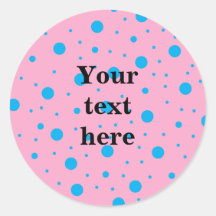 Light pink sky blue tiny and big polka dots round stickers