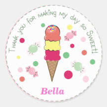 Light Pink Whimsical Ice Cream Party Cute Sticker