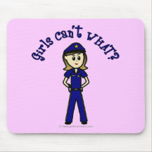 Light Police Officer Girl Mousepads