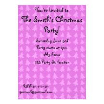 Light purple christmas tree pattern personalised invitations