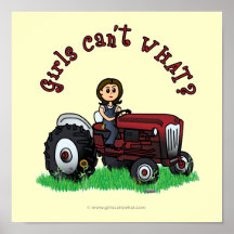 Light Red Farmer Girl Poster