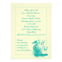Light sea green seahorse wedding bridal shower personalized invitations