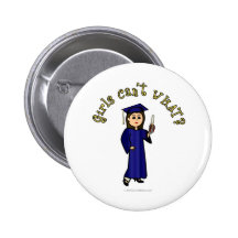 Light Woman Graduate in Blue Gown Button