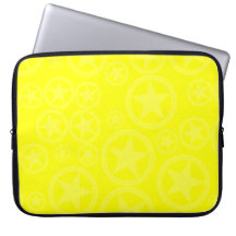 Light Yellow Stars in Circles on Yellow Laptop Sleeves