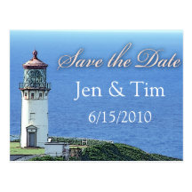 lighthouse save the date postcard