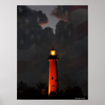 Lighthouse with flag print