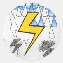 Lightning Bolt Round Stickers