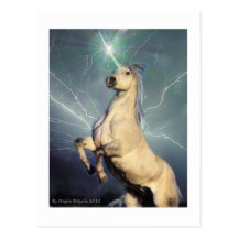 Lightning Strike Unicorn Postcard