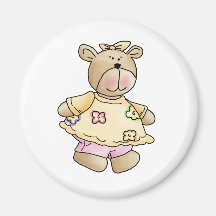 Lil' Bears · Baby Girl Yellow Dress Refrigerator Magnet