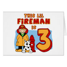 Lil Fireman 3rd Birthday Card