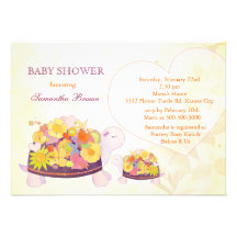 Lil' Flower Turtle Custom Baby Shower Invitations