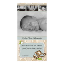 Lil Monkey New Baby Birth Announcements Photo Greeting Card