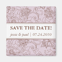 Lilac and Brown Paisley Save the Date Magnet magnets