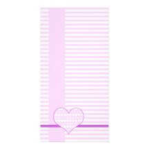 Lilac and white cute hearts customised photo card