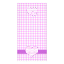 Lilac and white cute hearts customized photo card