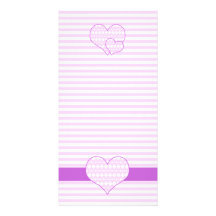 Lilac and white cute hearts photo greeting card