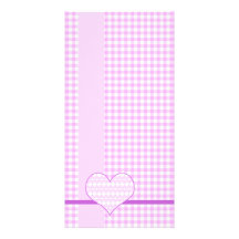Lilac and white cute hearts personalised photo card