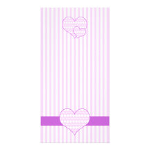 Lilac and white cute hearts picture card