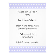 Lilac and White Polka Dot Pattern. Spotty. Announcements