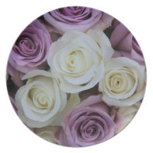 lilac and white roses plates