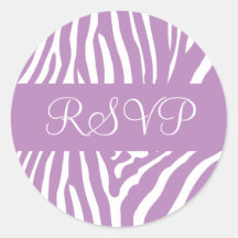 Lilac and White RSVP Zebra Envelope Sticker Seal