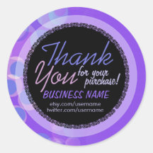Lilac Bubbles Business Thank You Sticker