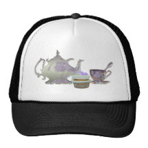 Lilac Cupcake Hearts, Teapot and Teacup Art Trucker Hat