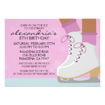 Lilac Dark Skin Skate Laces Ice Skating Party Personalized Invites