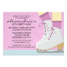 Lilac Pale Skin Skate Laces Ice Skating Party Custom Invites