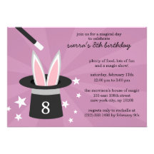 Lilac Peek-a-Boo Rabbit Custom Magic Birthday Part Personalized Invite