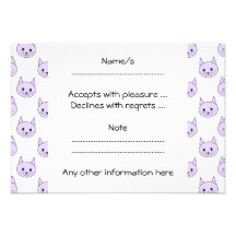 Lilac Purple cat pattern. Custom Invitations