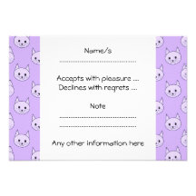 Lilac Purple cat pattern. Invites