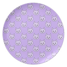Lilac Purple cat pattern. Party Plate