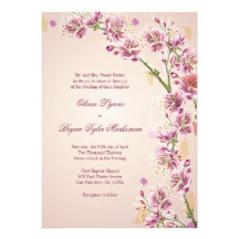 Lilac purple watercolor flowers wedding invitation