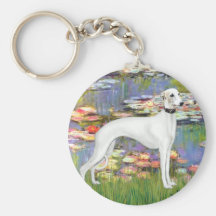 Lilies 2 - White Whippet (11b) Keychains