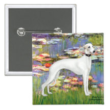 Lilies 2 - White Whippet (11b) Pinback Button