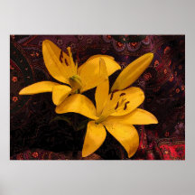 Lilies on Paisley Print