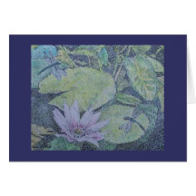 lily and dragonflies greeting cards