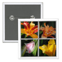 Lily Flower Collage Button