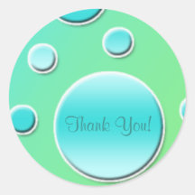 Lime and Aqua 1.5" Round Thank You Sticker